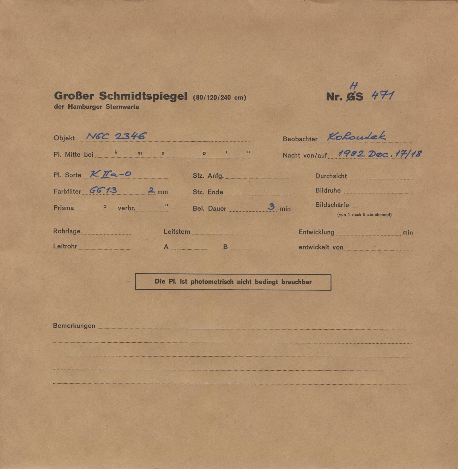 Plate envelope