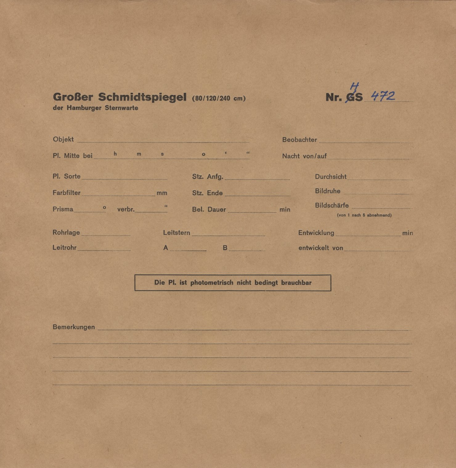 Plate envelope
