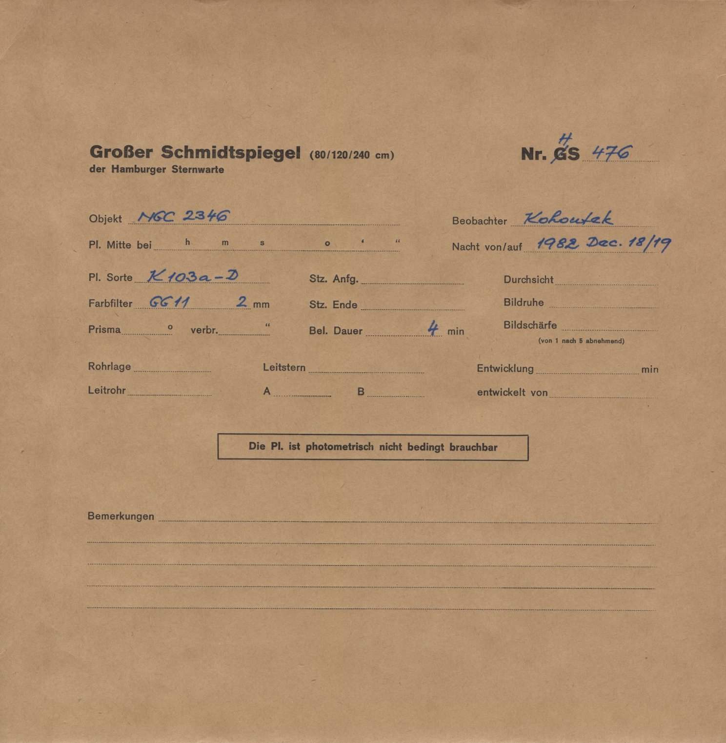 Plate envelope