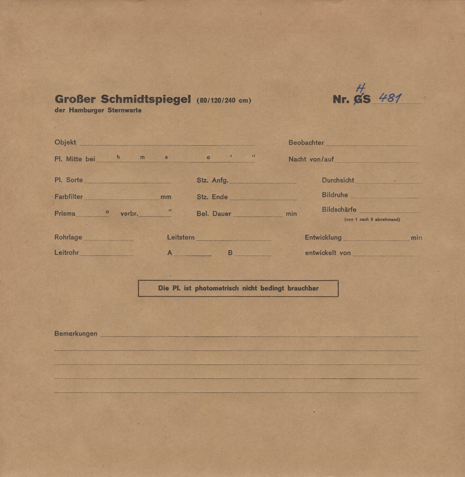 Plate envelope