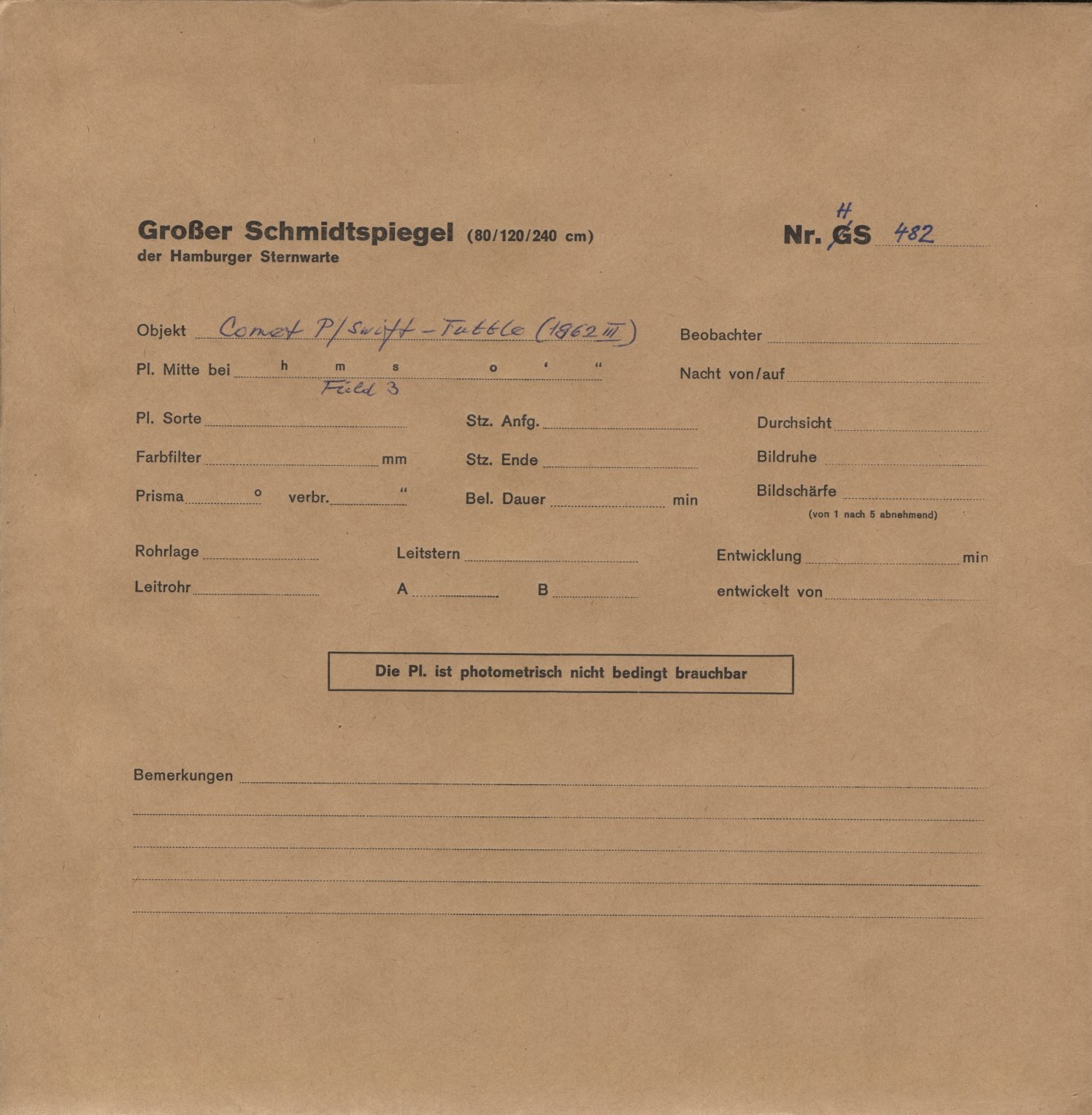 Plate envelope