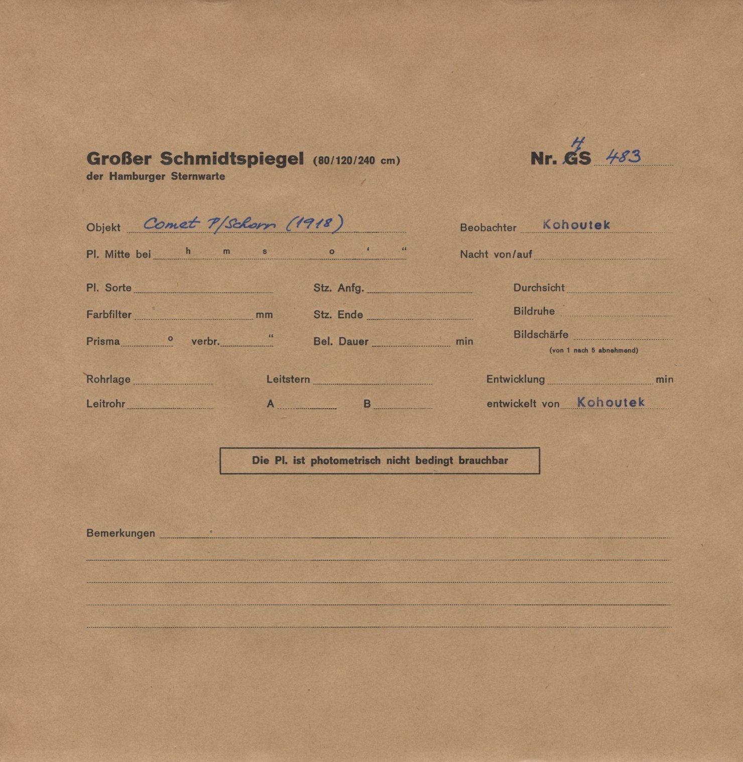 Plate envelope