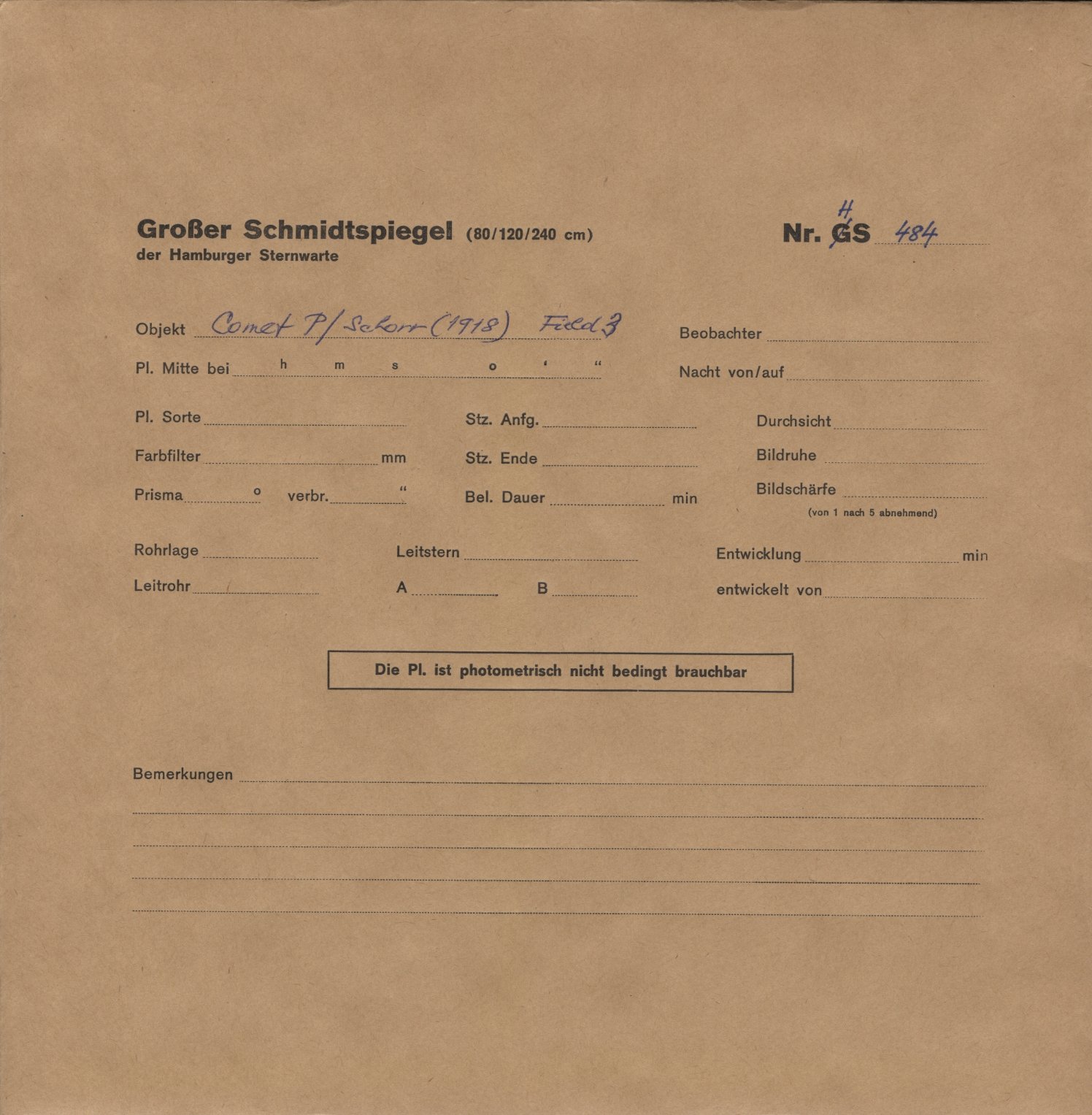 Plate envelope