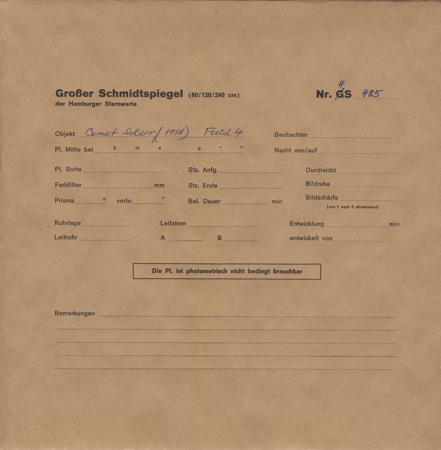 Plate envelope
