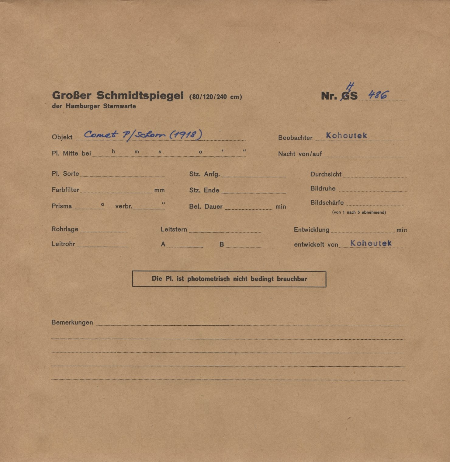 Plate envelope