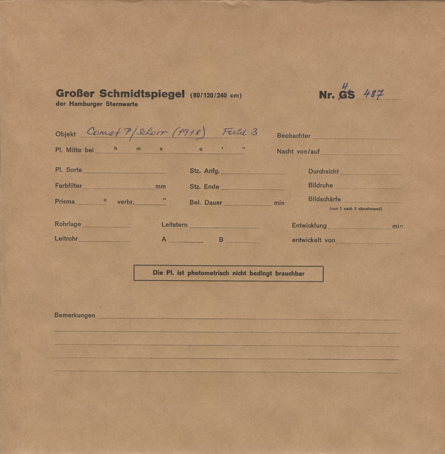 Plate envelope