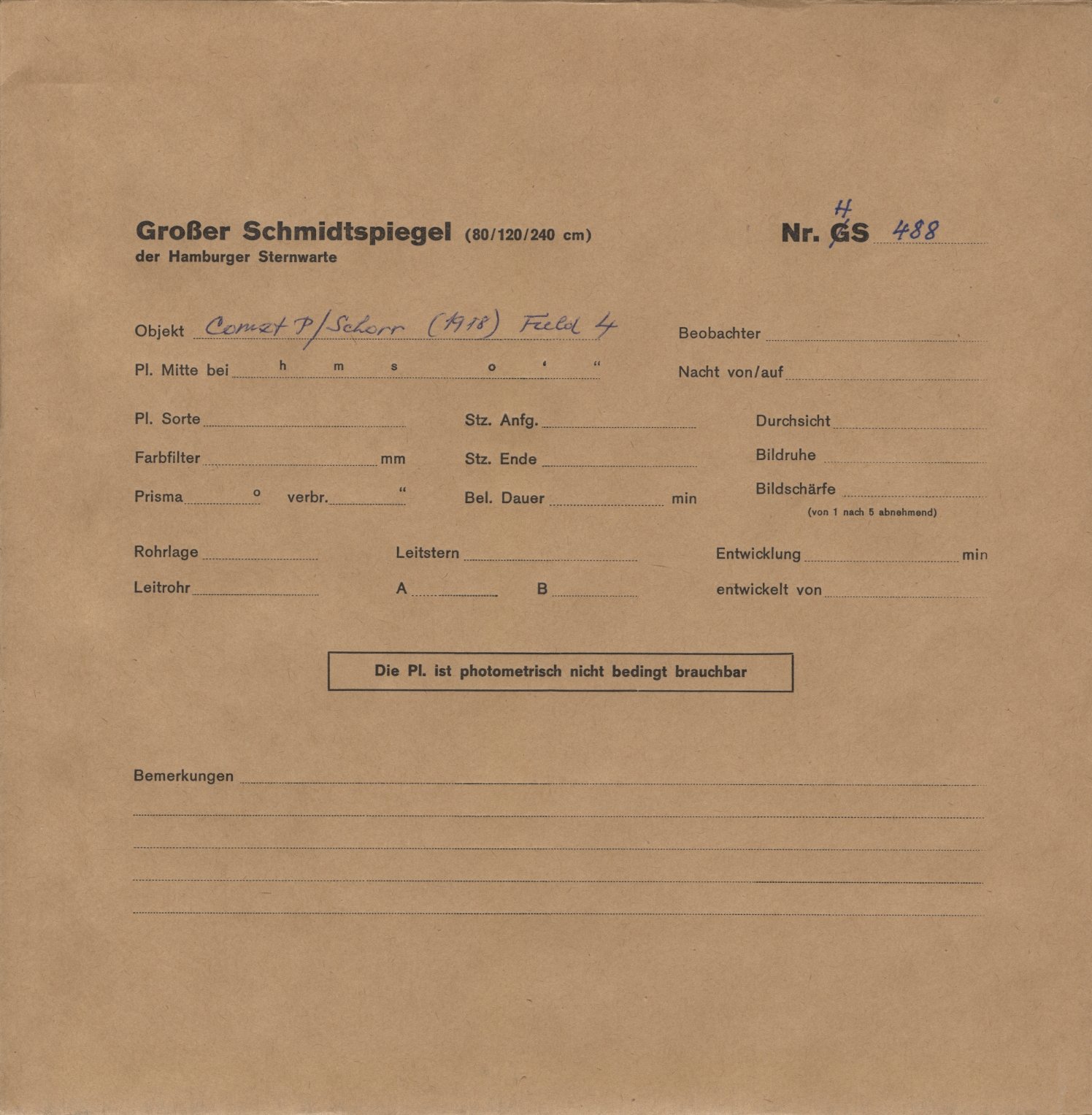 Plate envelope