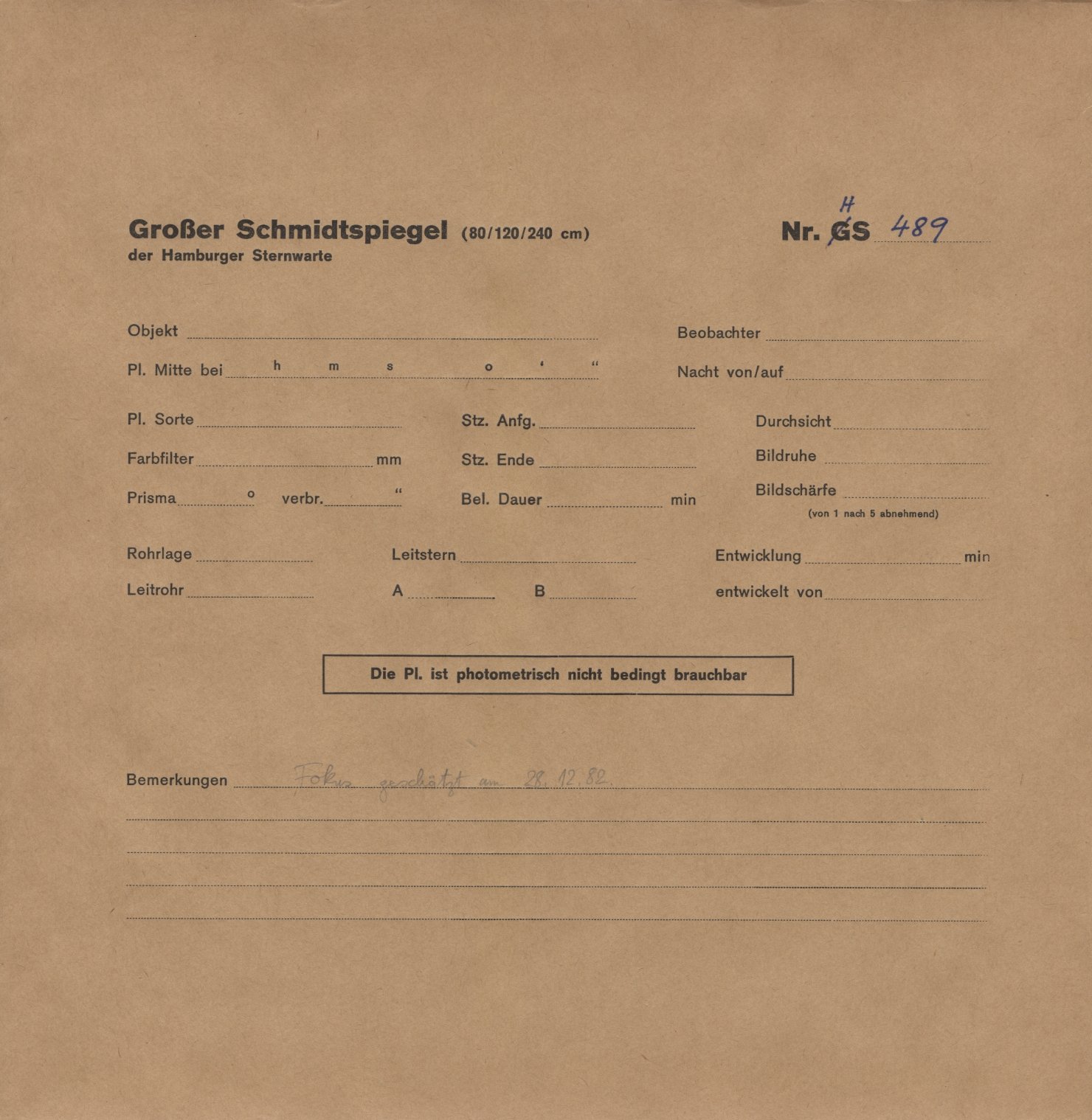 Plate envelope