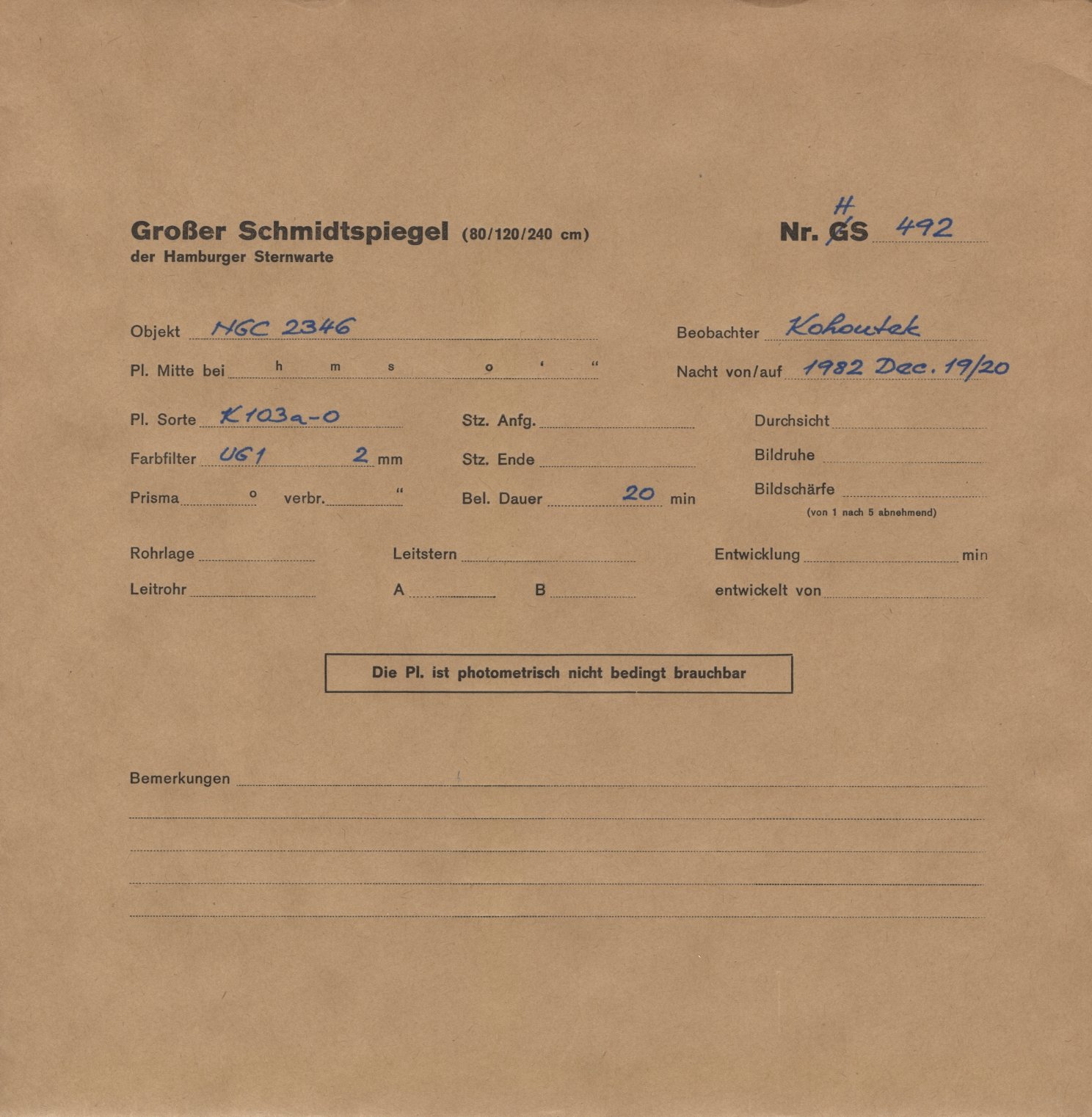 Plate envelope