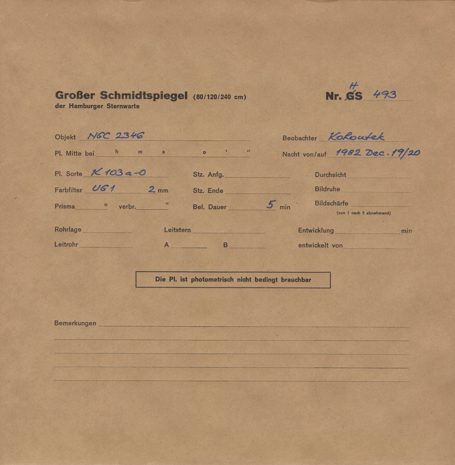 Plate envelope