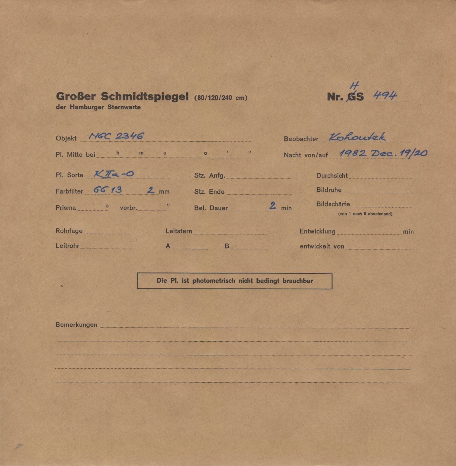 Plate envelope