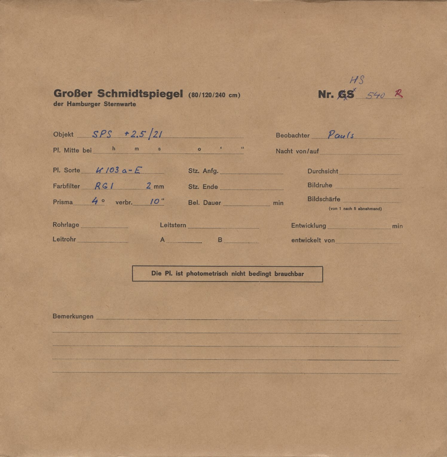 Plate envelope