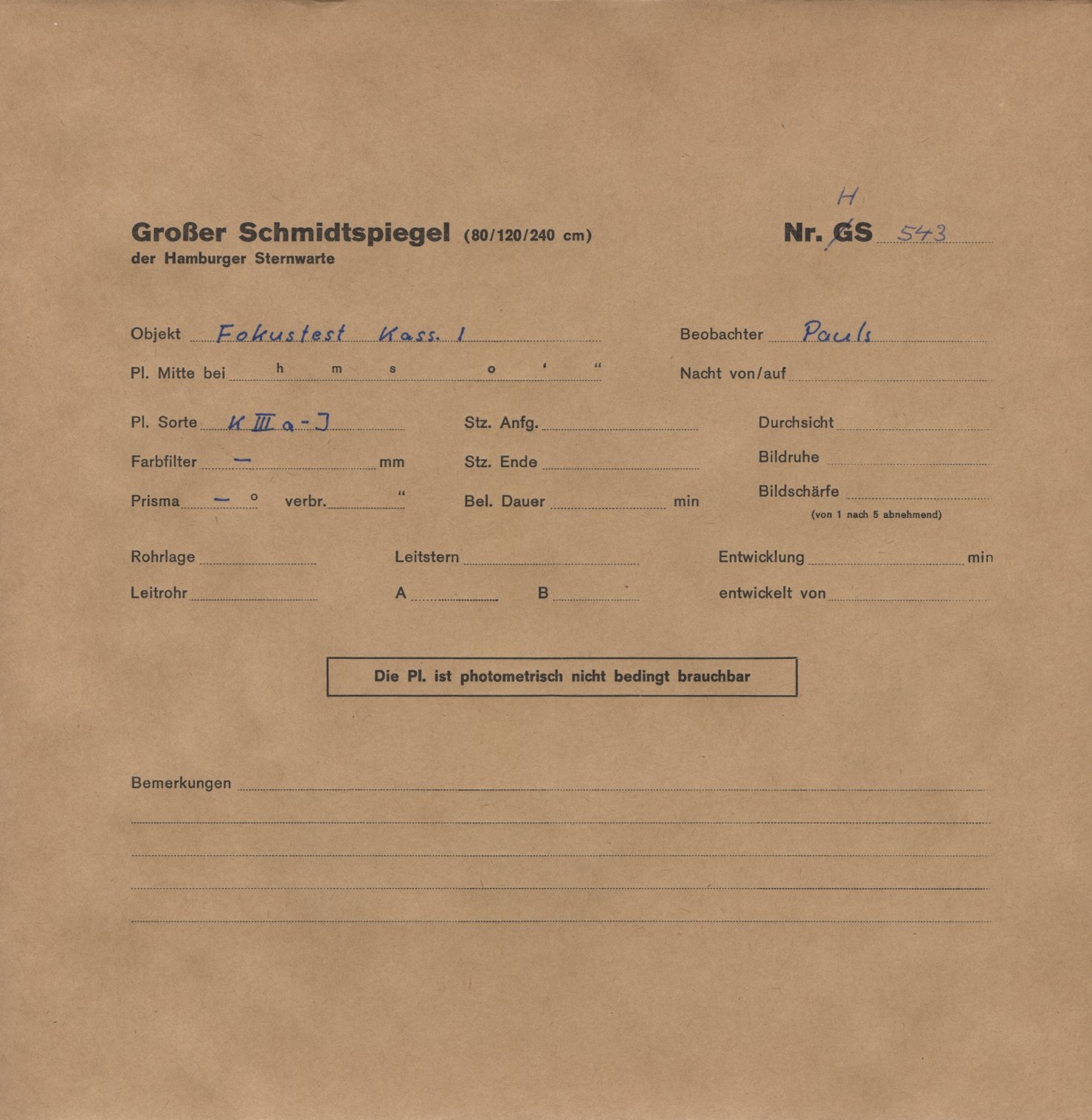 Plate envelope