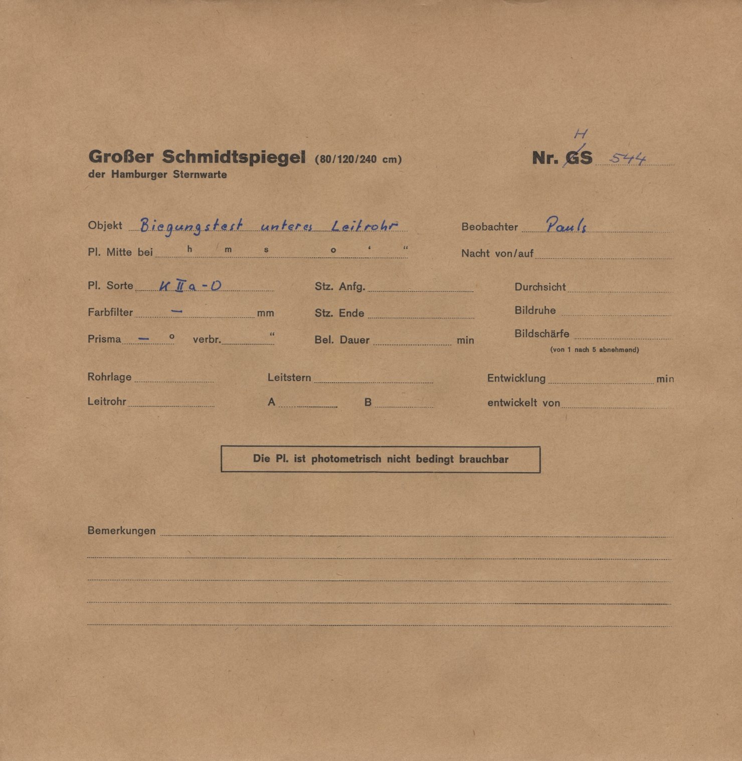 Plate envelope