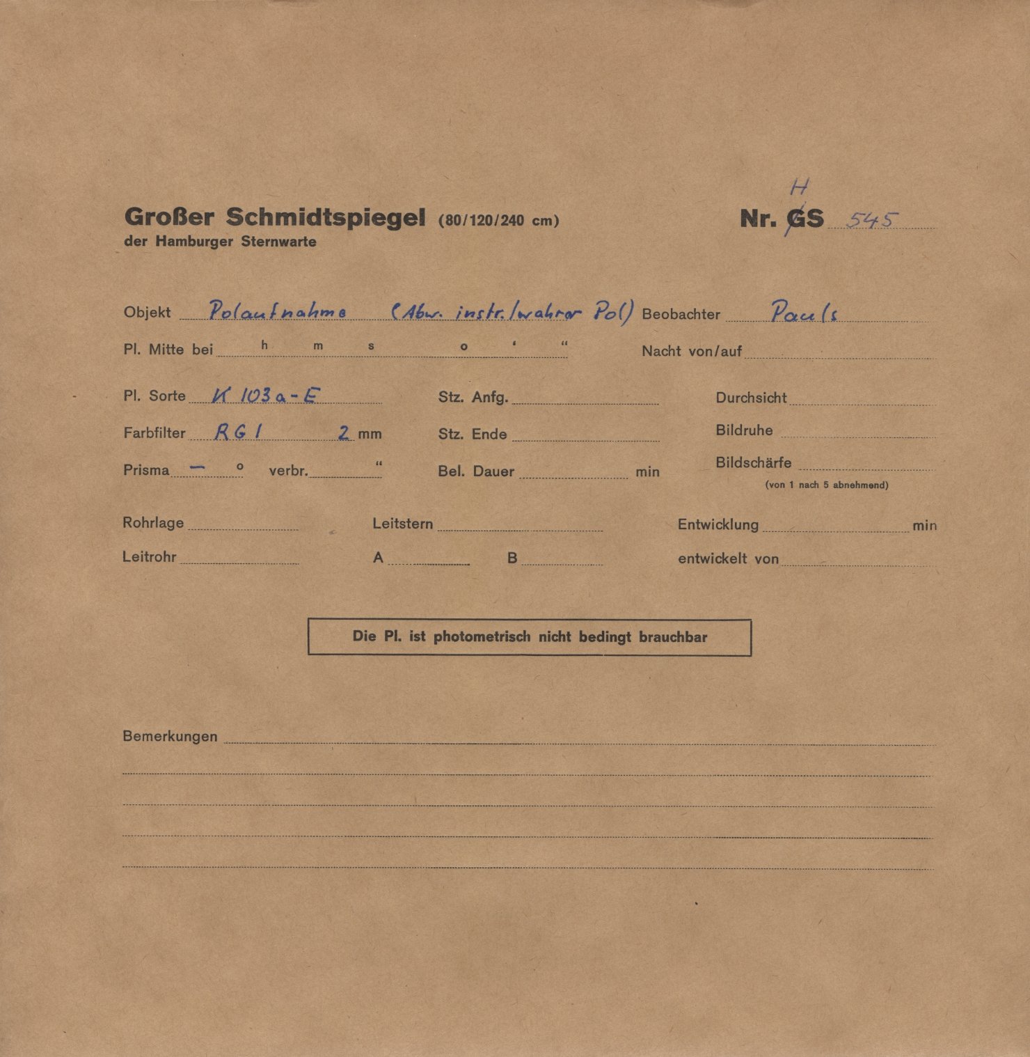 Plate envelope