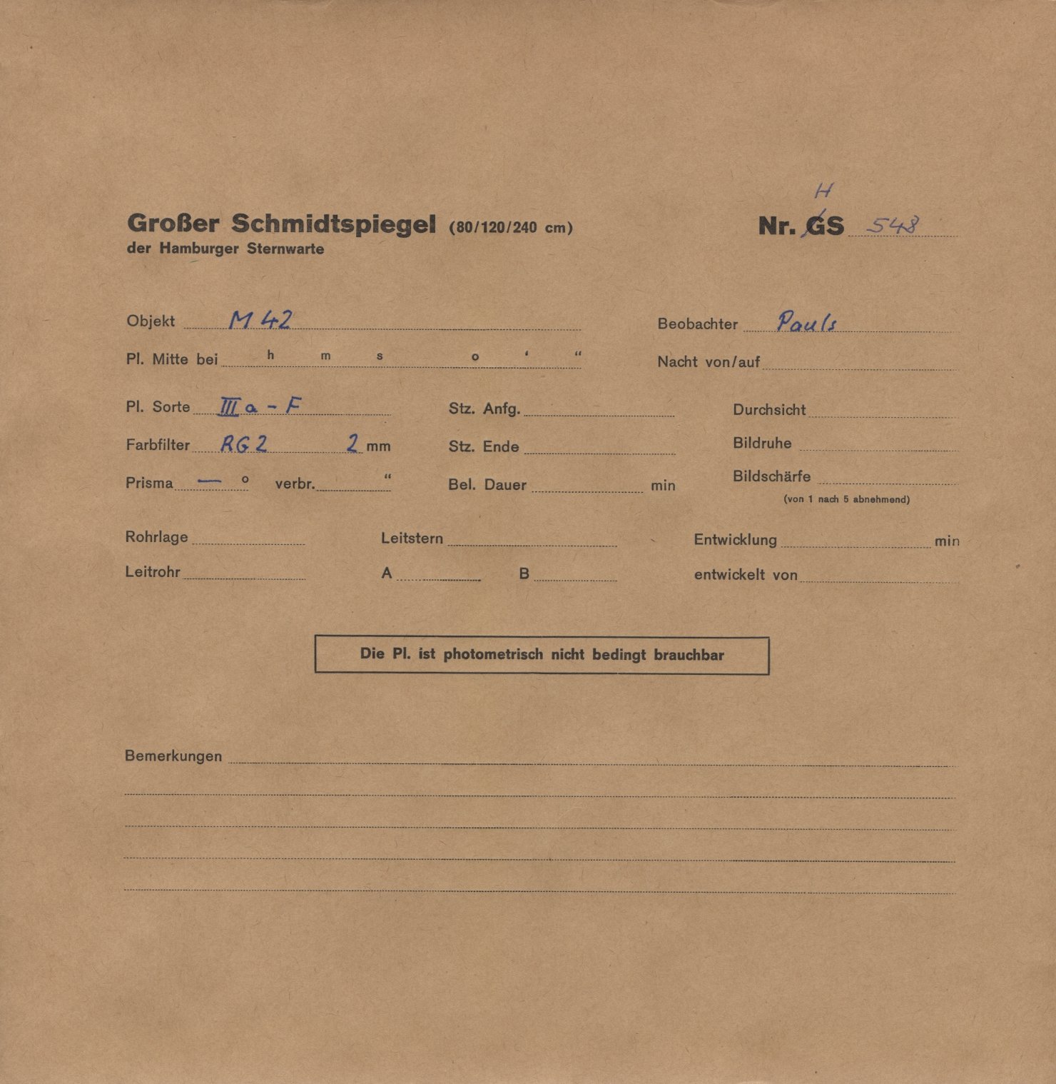 Plate envelope