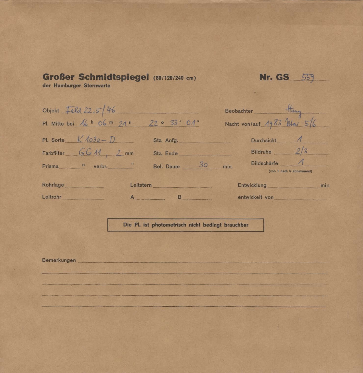 Plate envelope