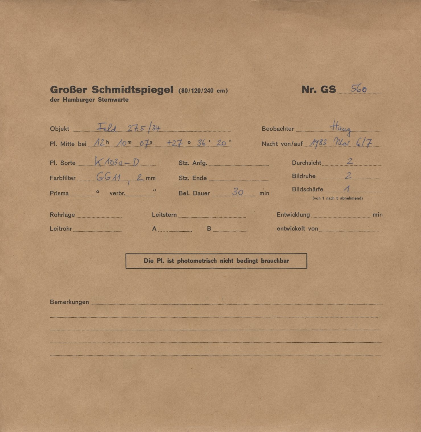 Plate envelope