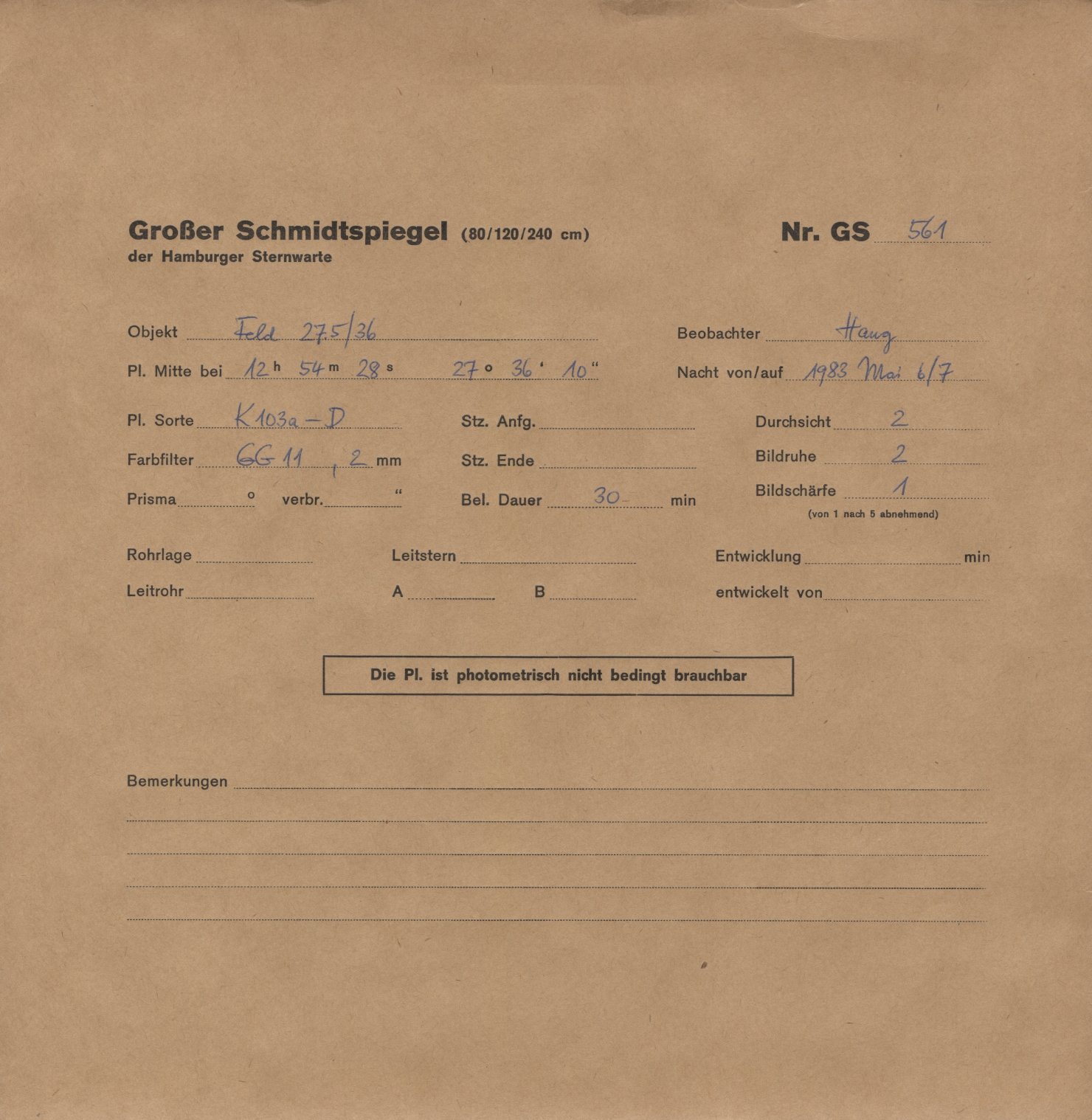 Plate envelope