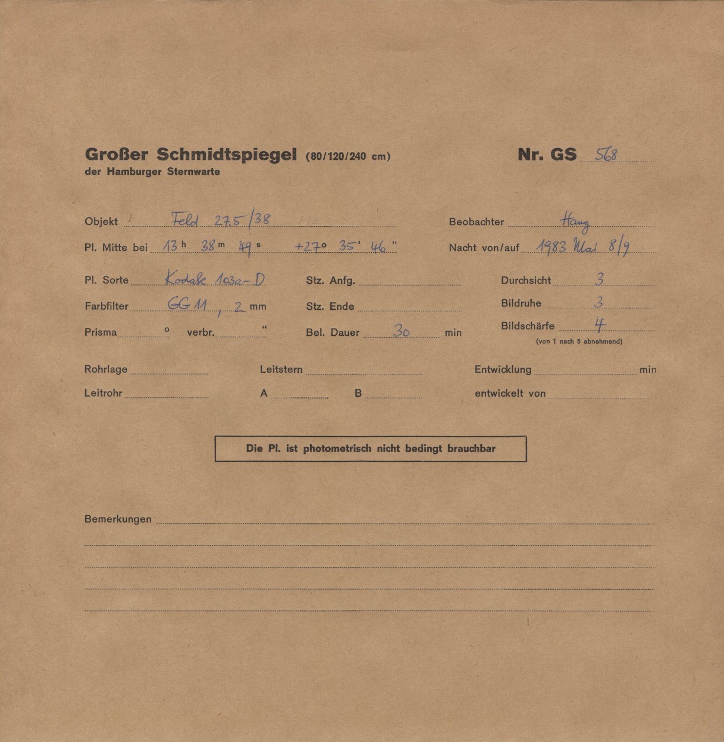 Plate envelope
