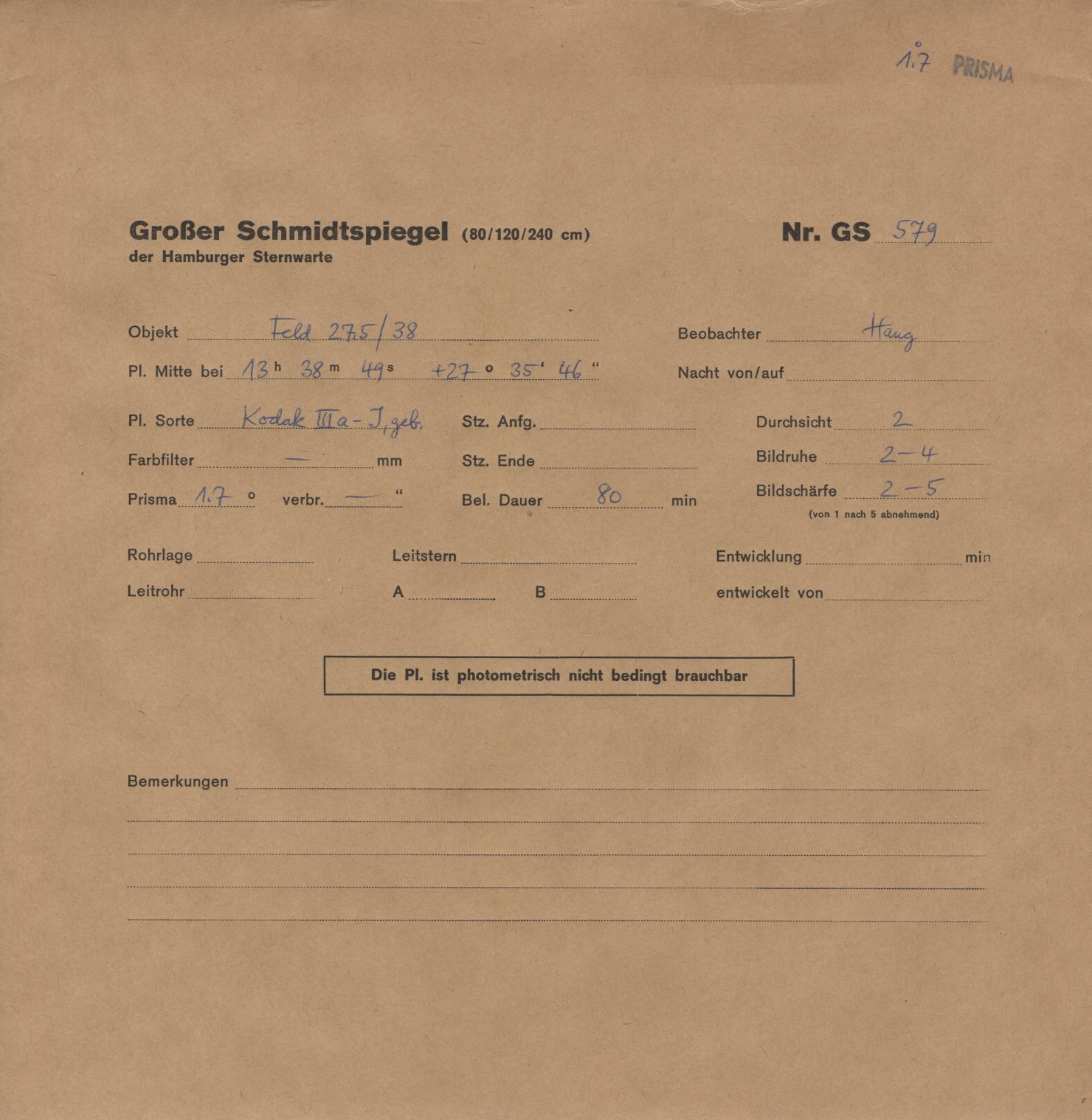 Plate envelope