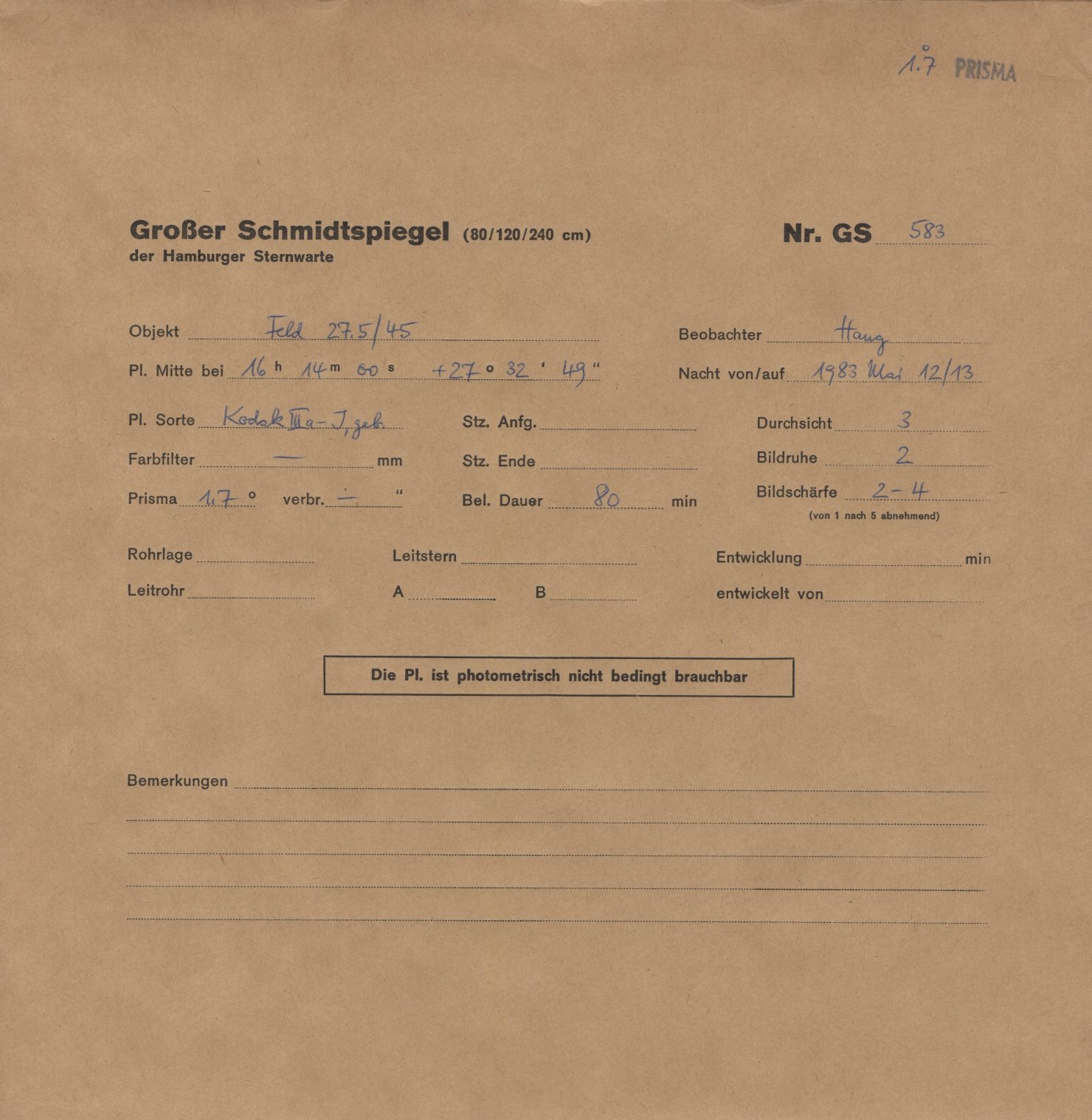 Plate envelope