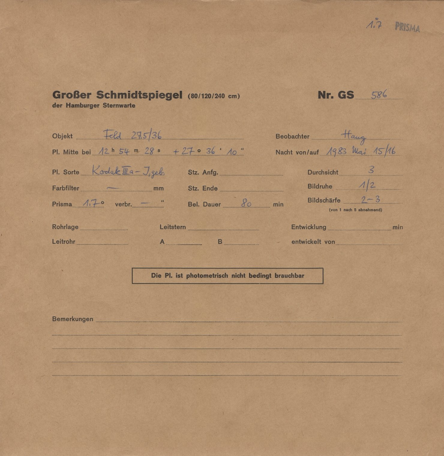 Plate envelope