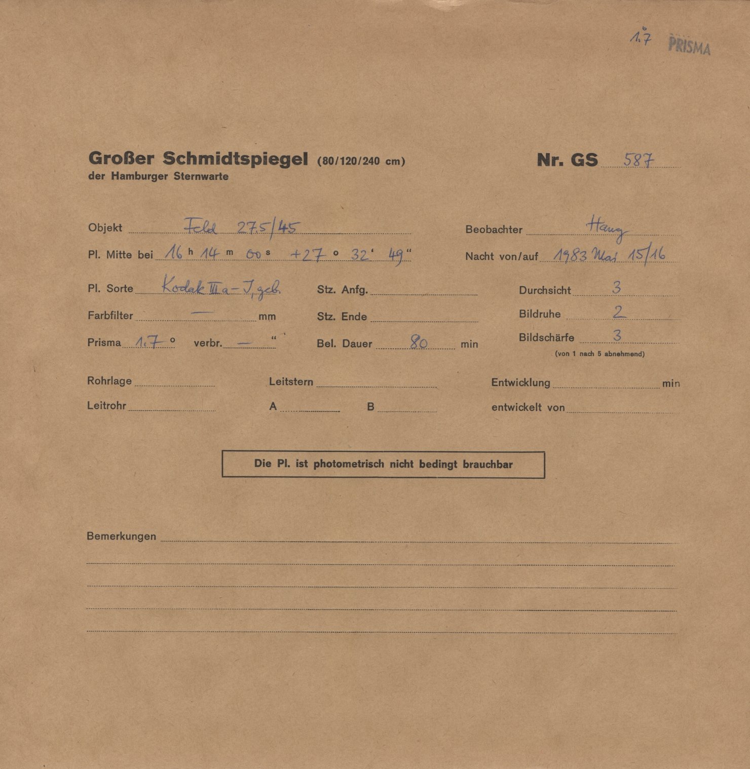 Plate envelope