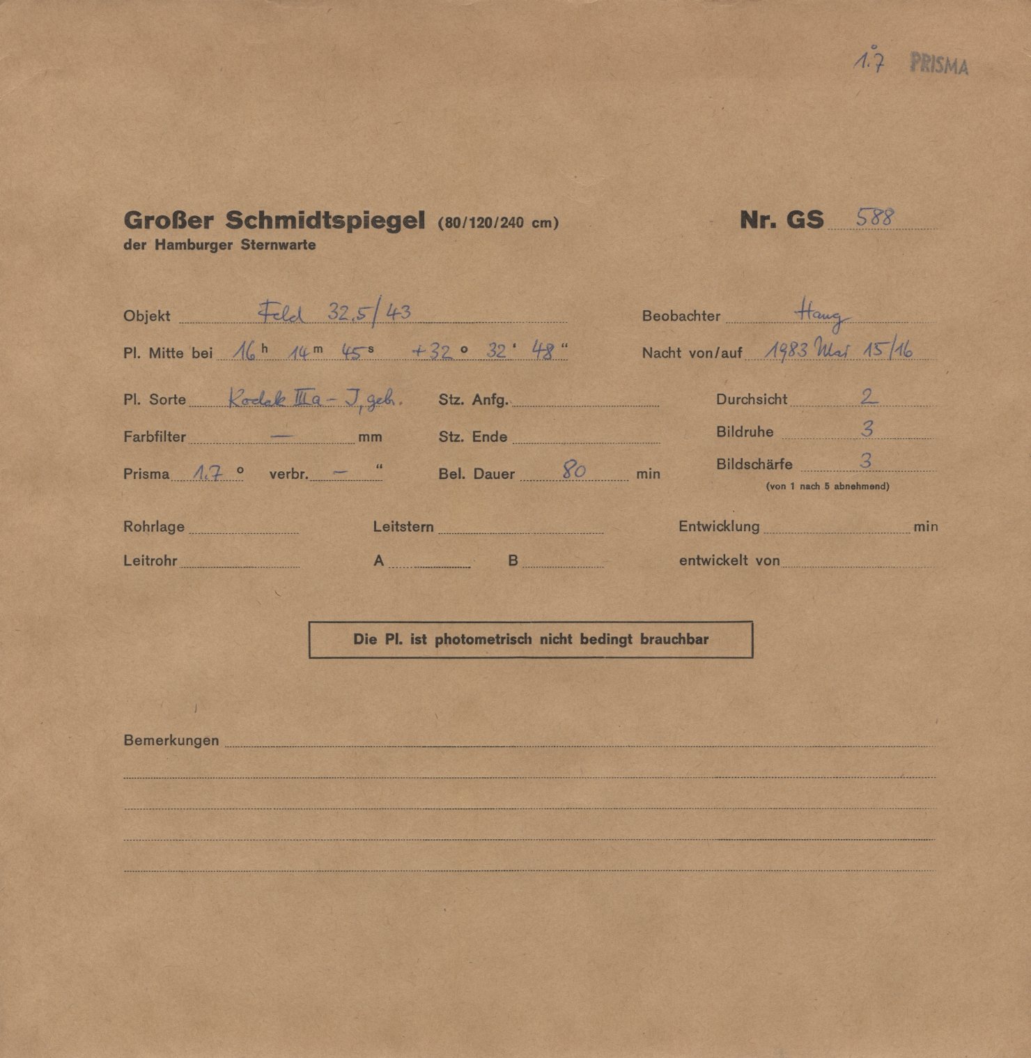 Plate envelope