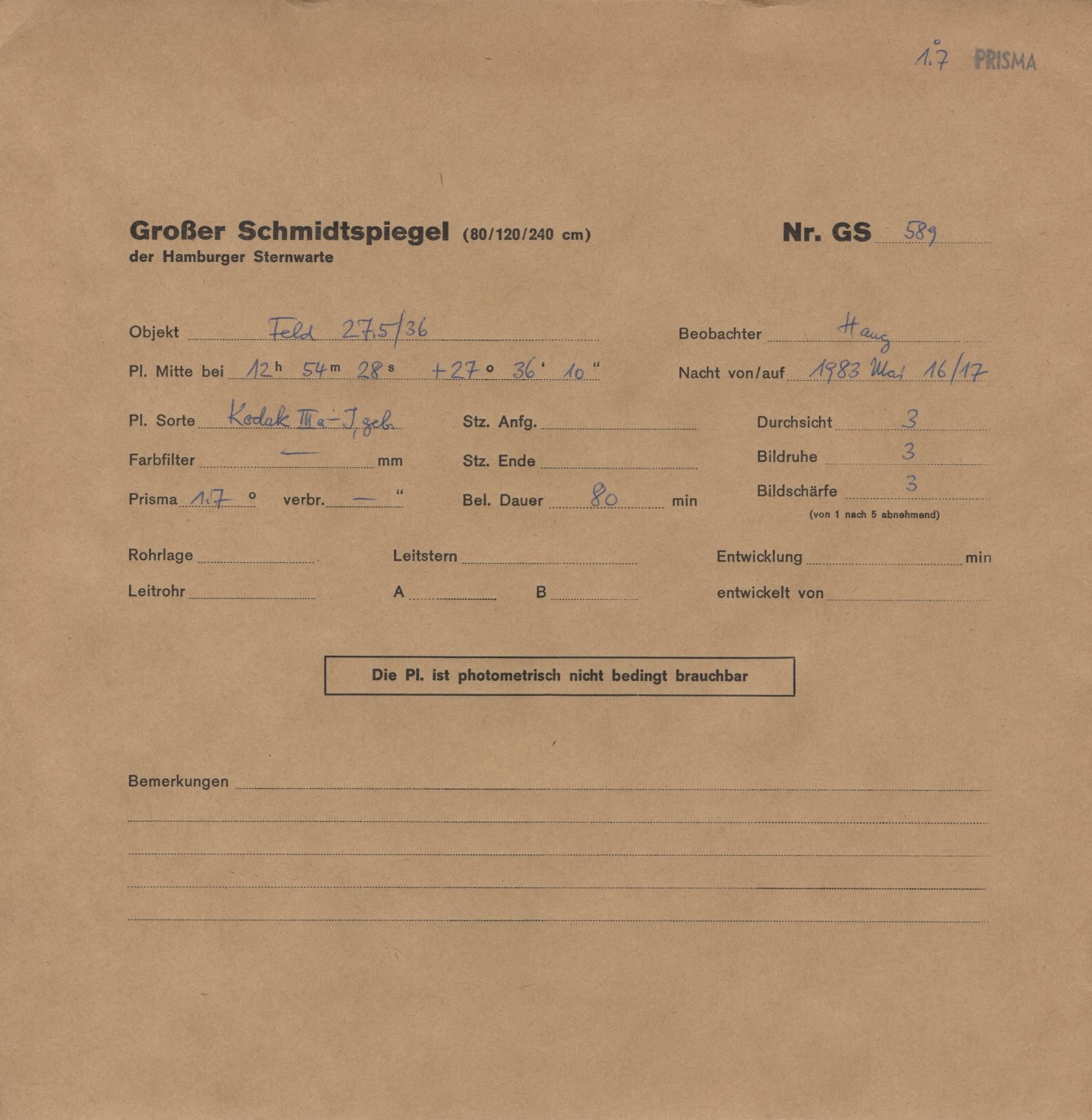 Plate envelope