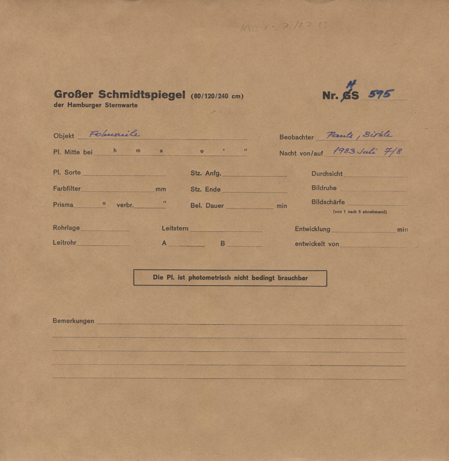 Plate envelope