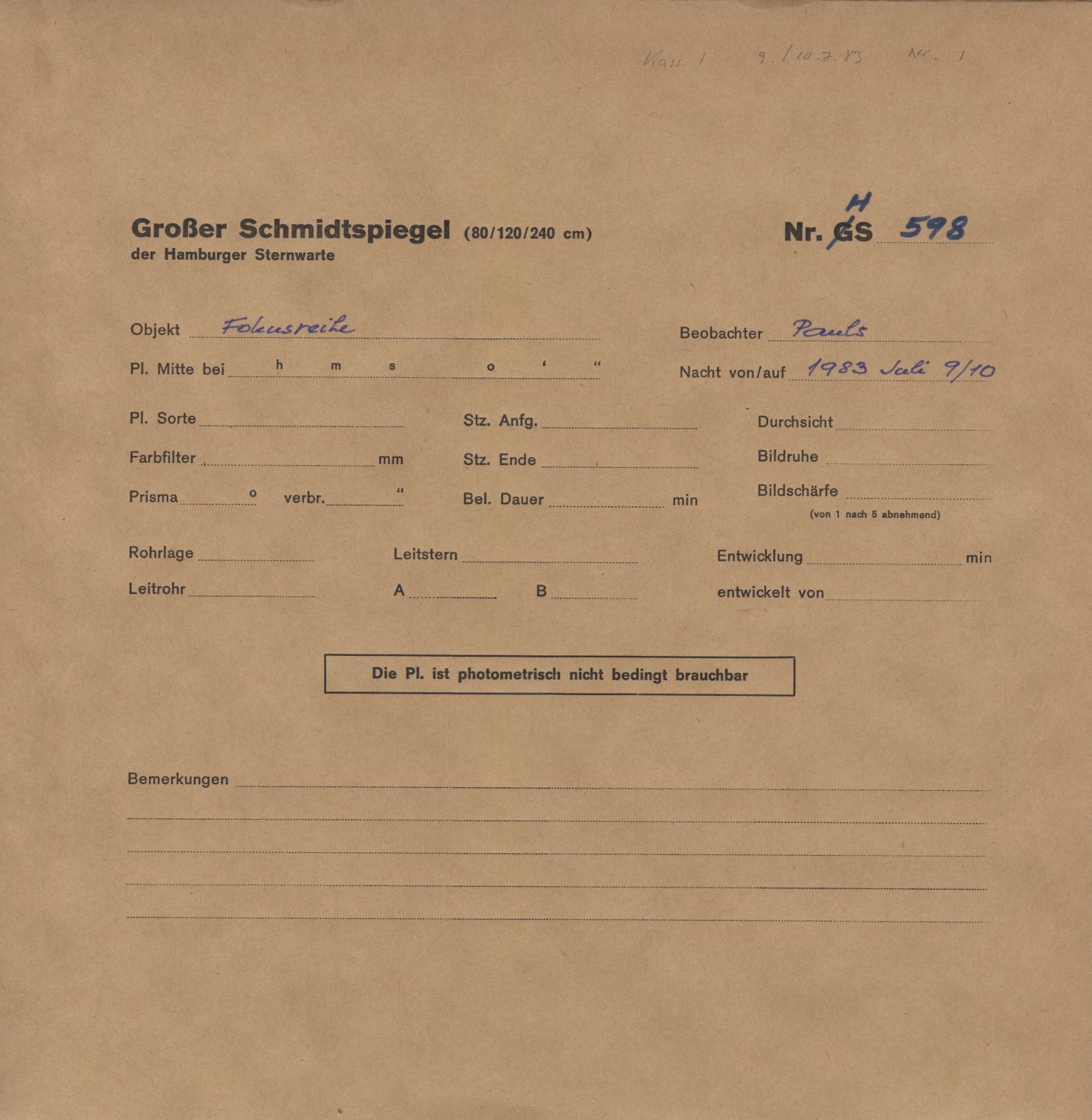 Plate envelope