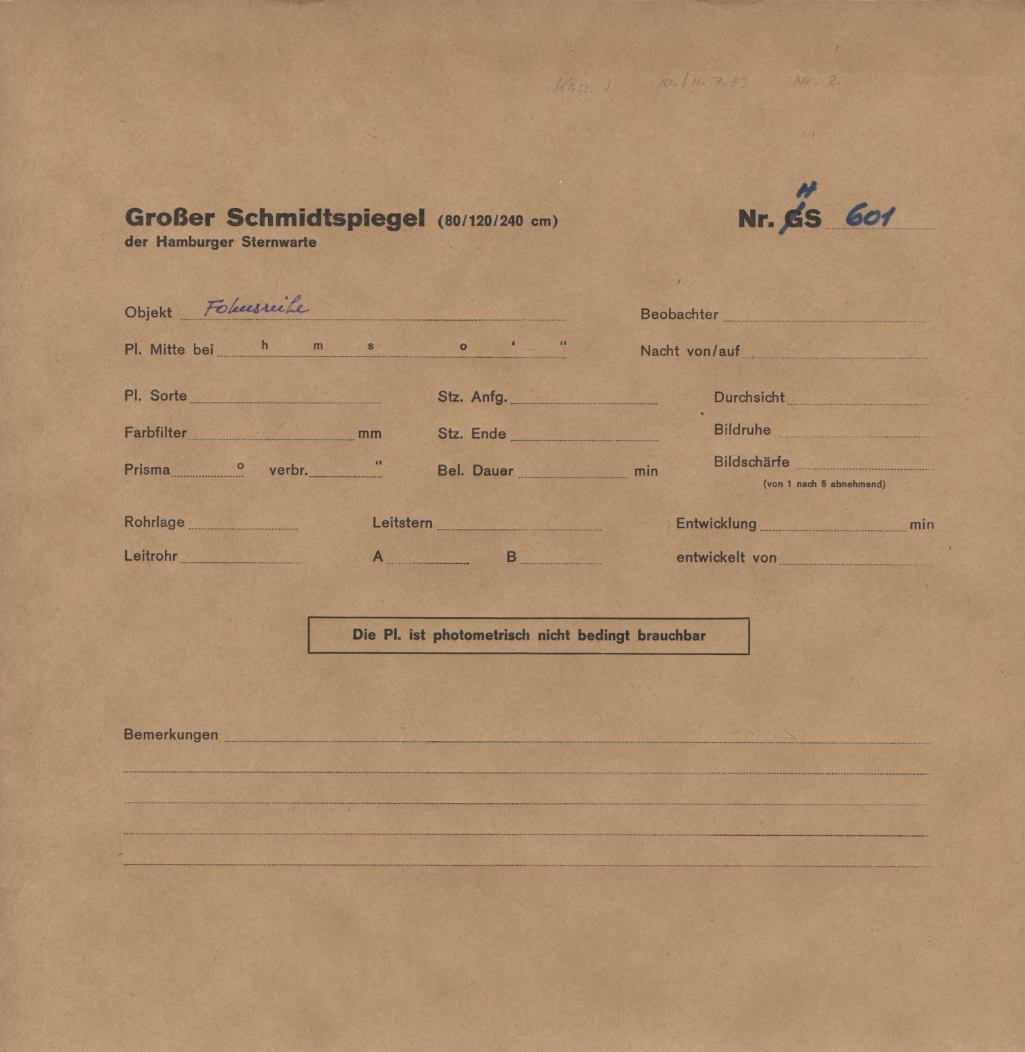 Plate envelope