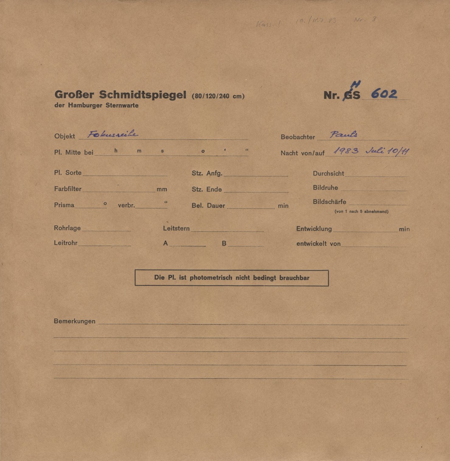 Plate envelope