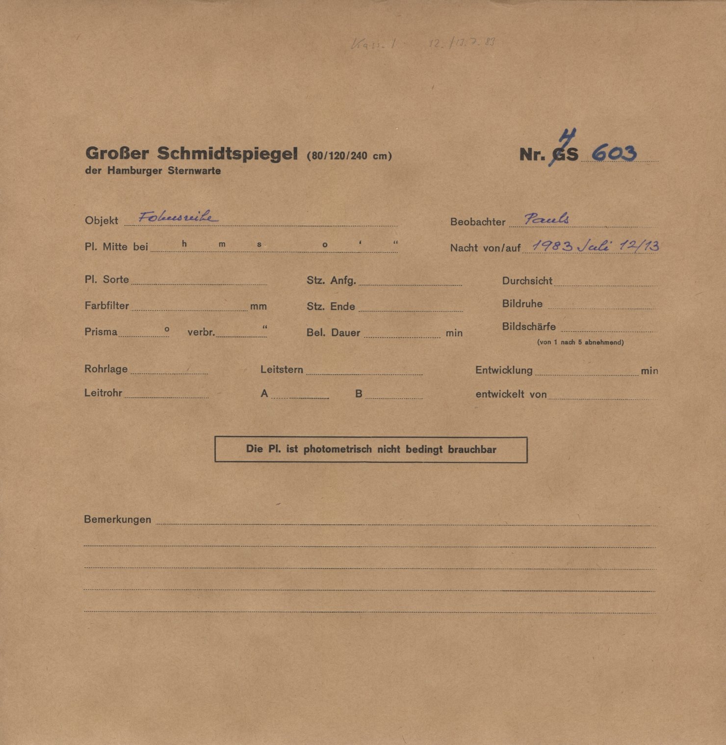 Plate envelope
