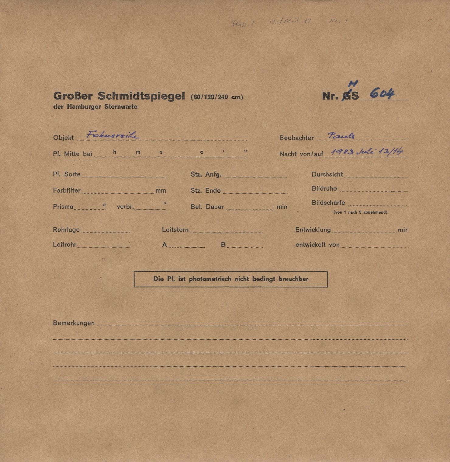 Plate envelope