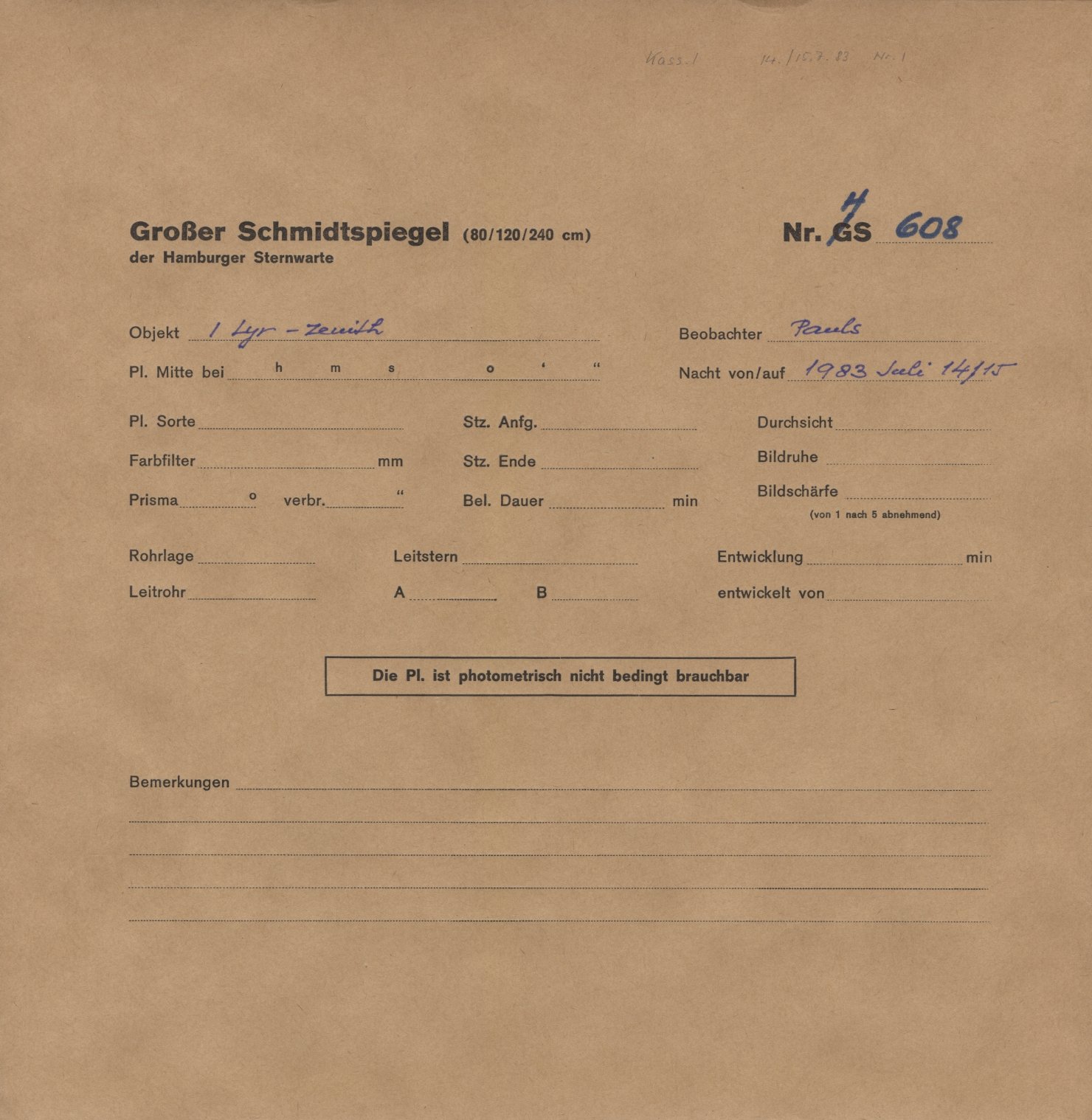 Plate envelope