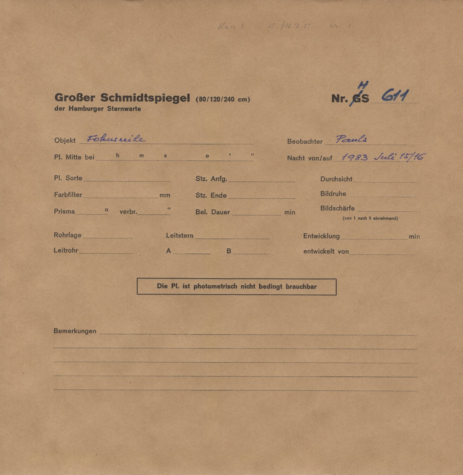 Plate envelope