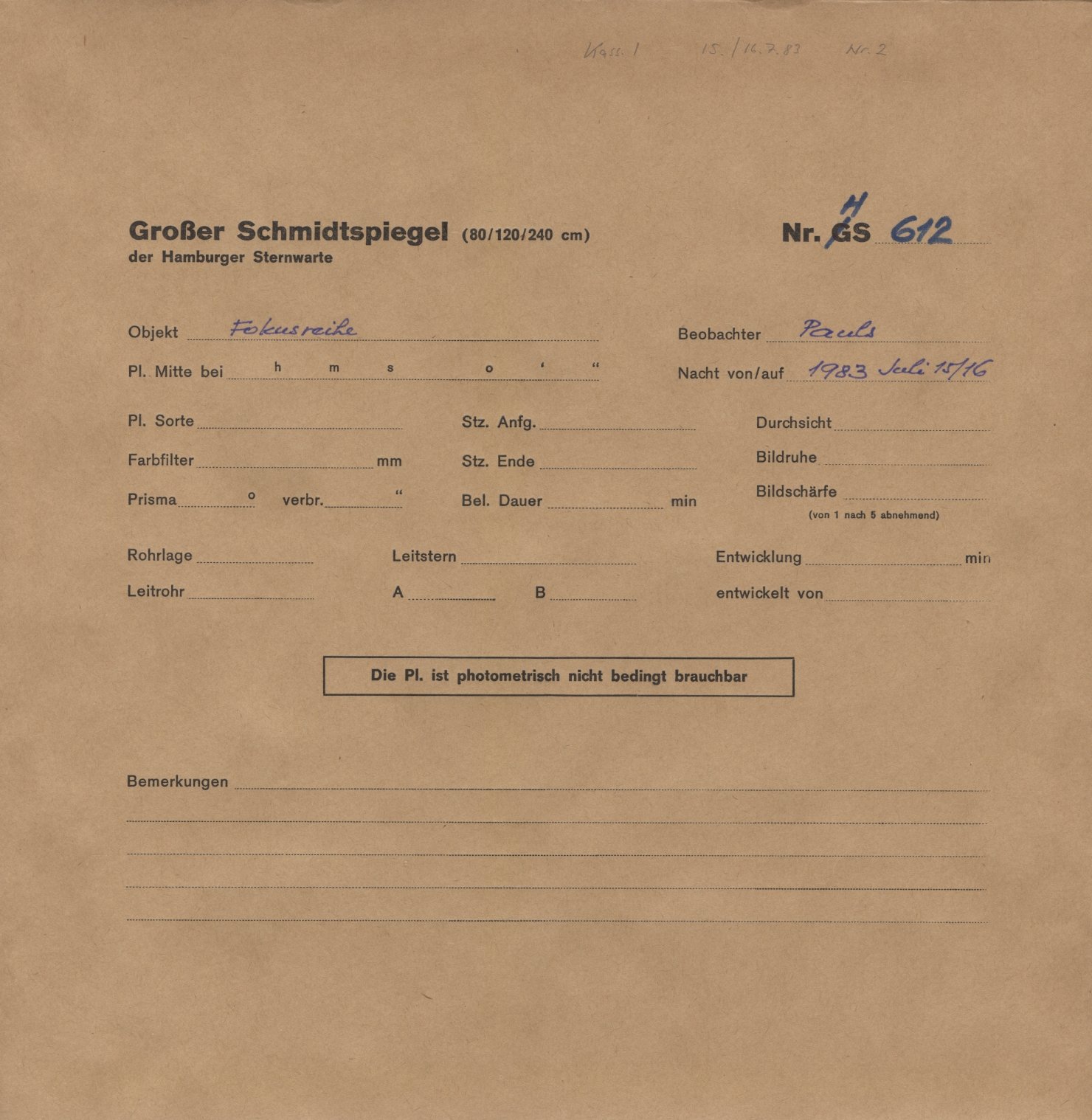 Plate envelope