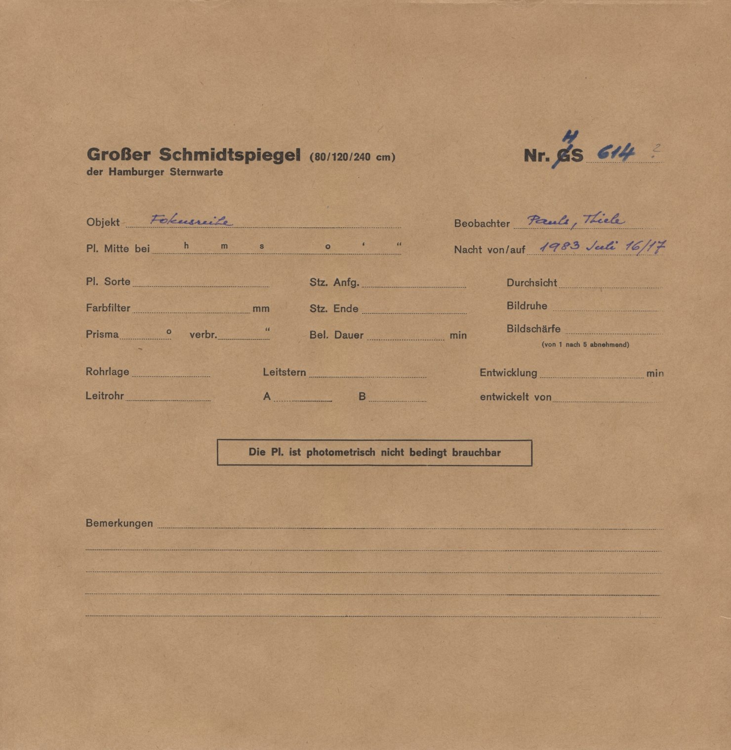 Plate envelope
