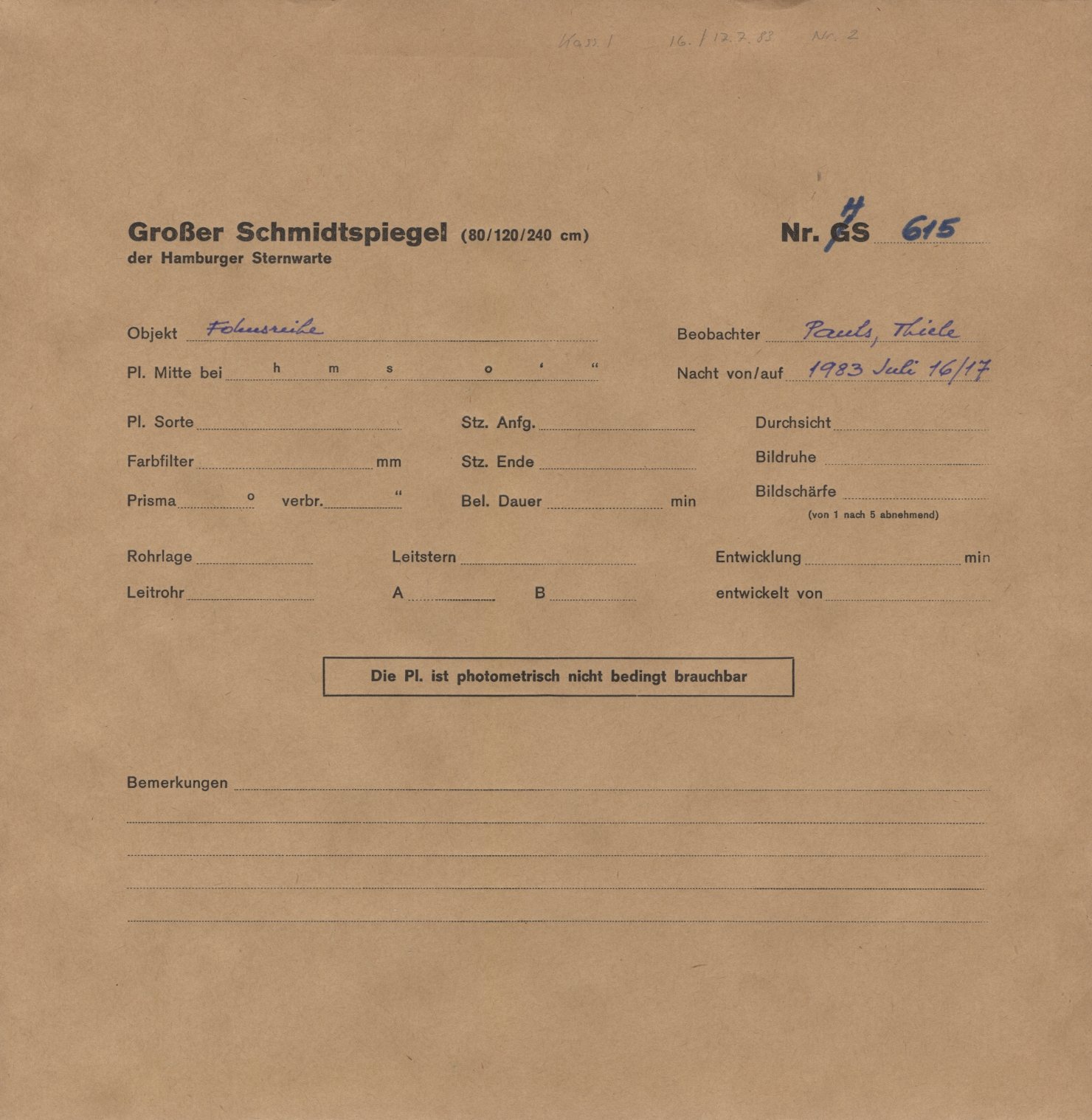 Plate envelope