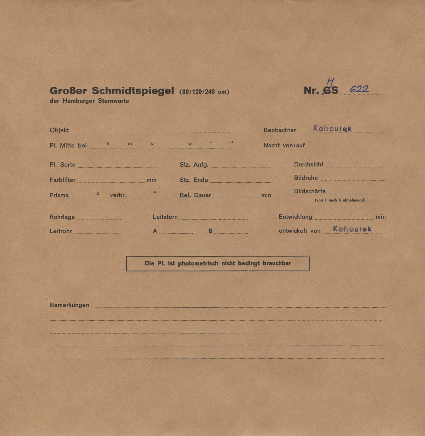 Plate envelope