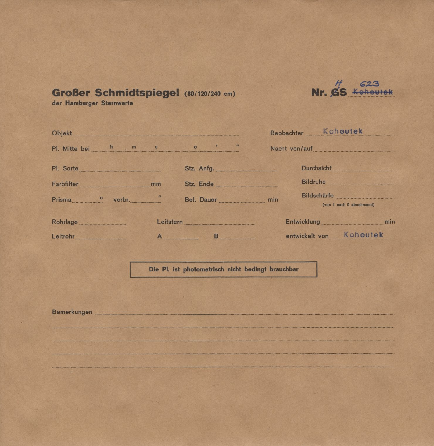 Plate envelope