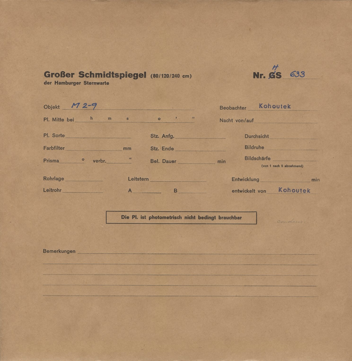 Plate envelope