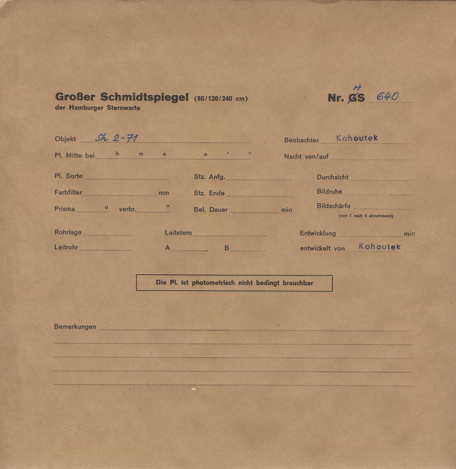 Plate envelope
