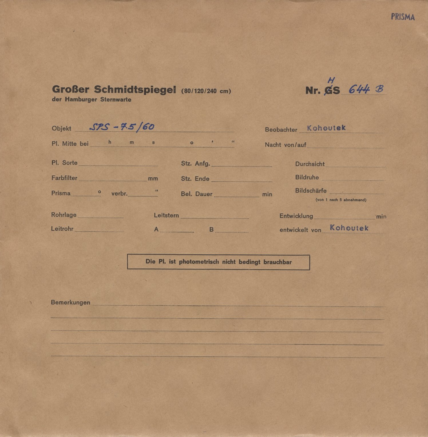 Plate envelope