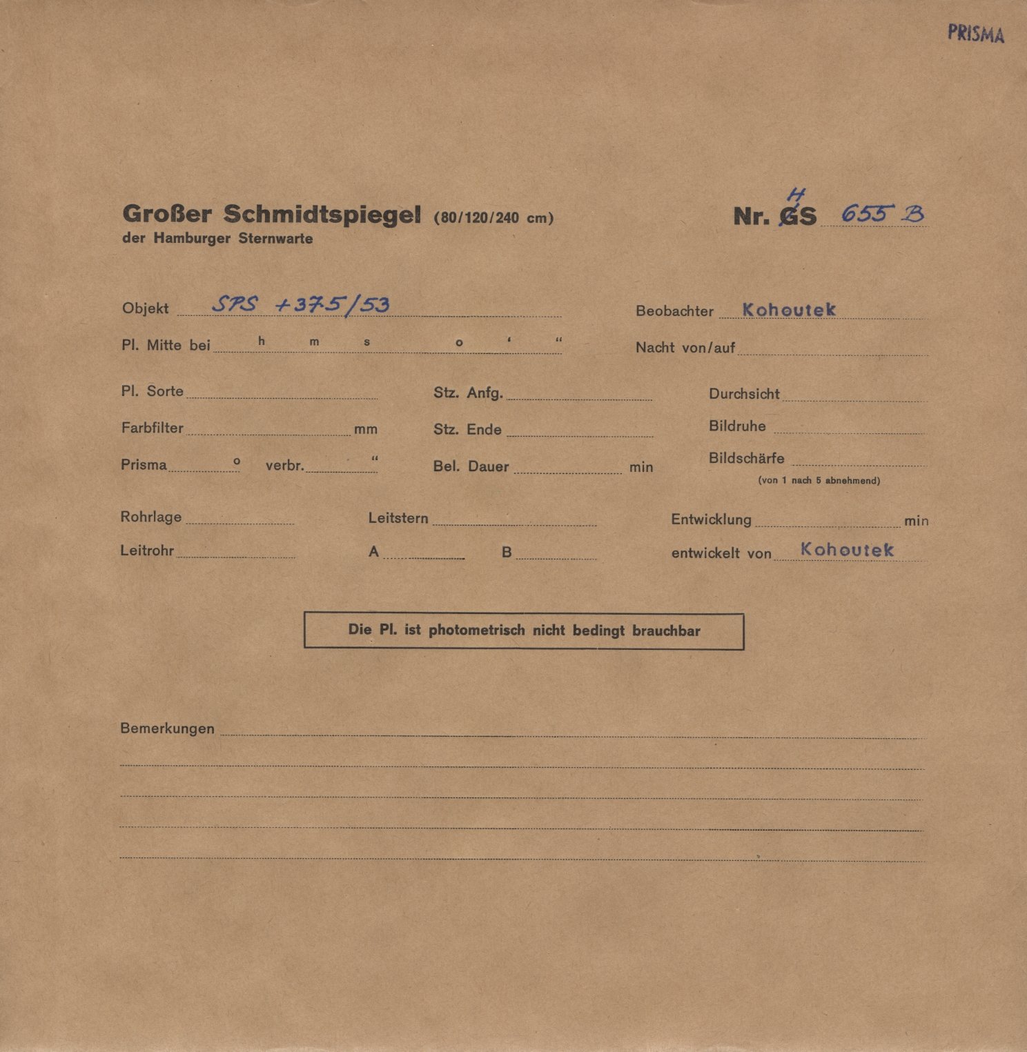Plate envelope