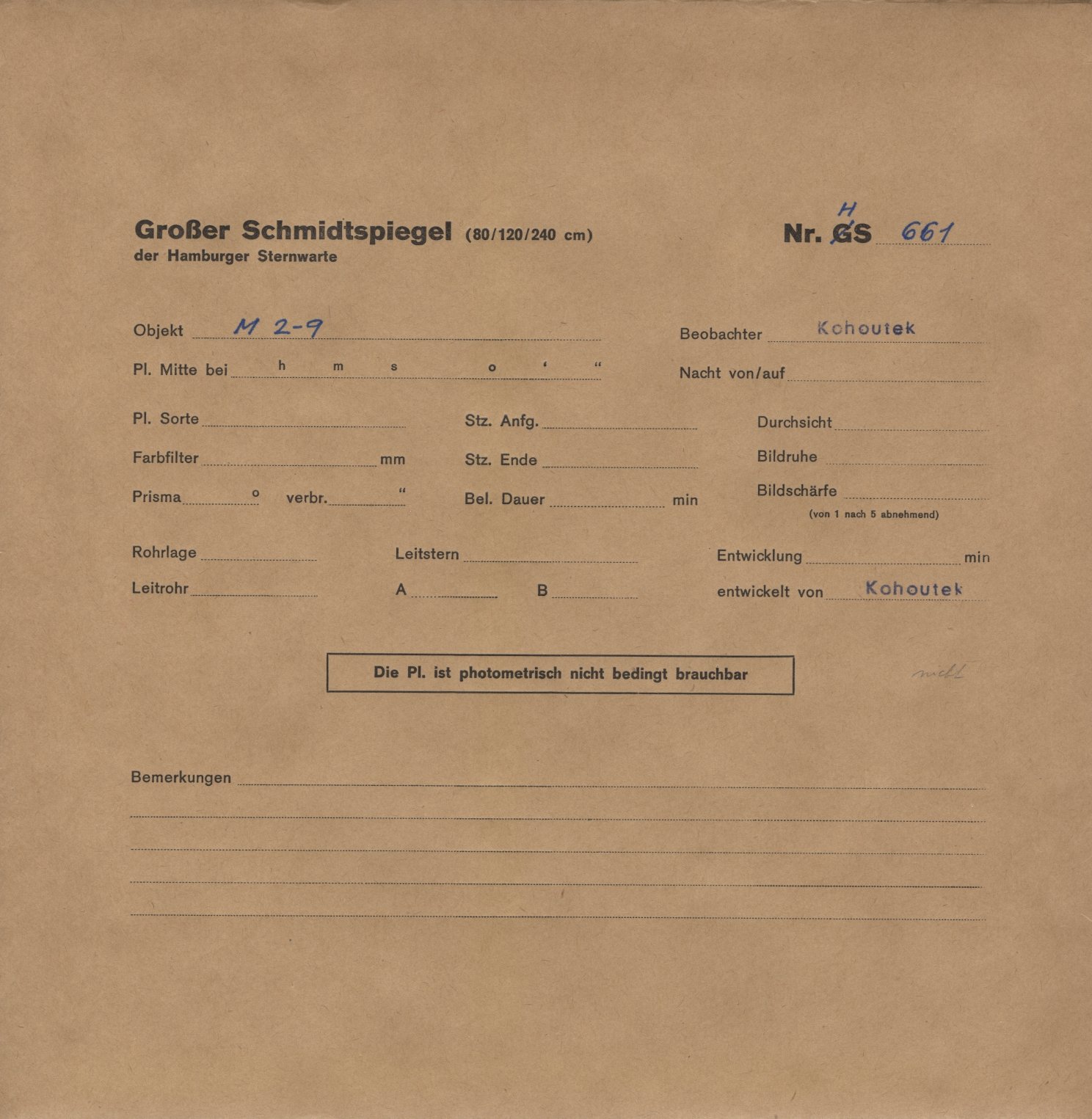 Plate envelope