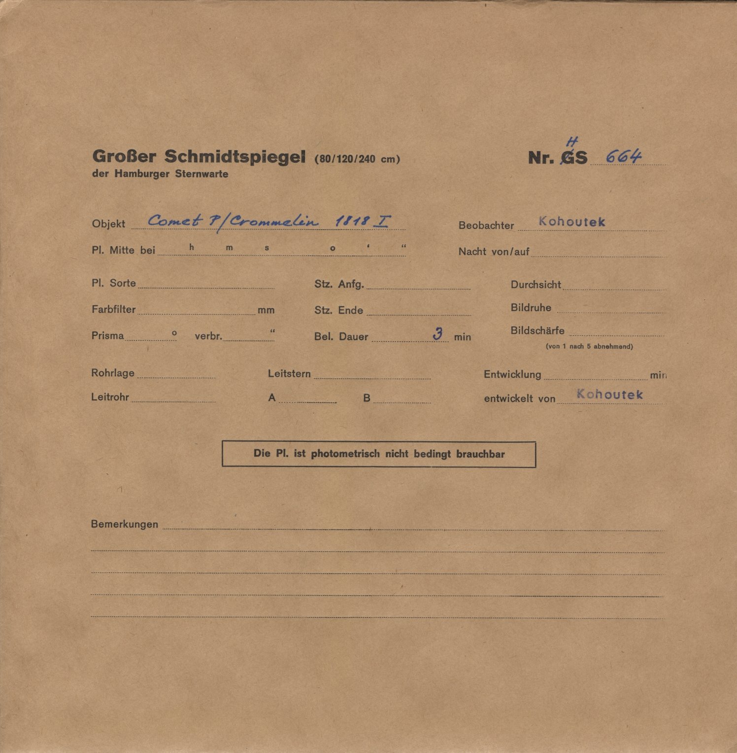 Plate envelope