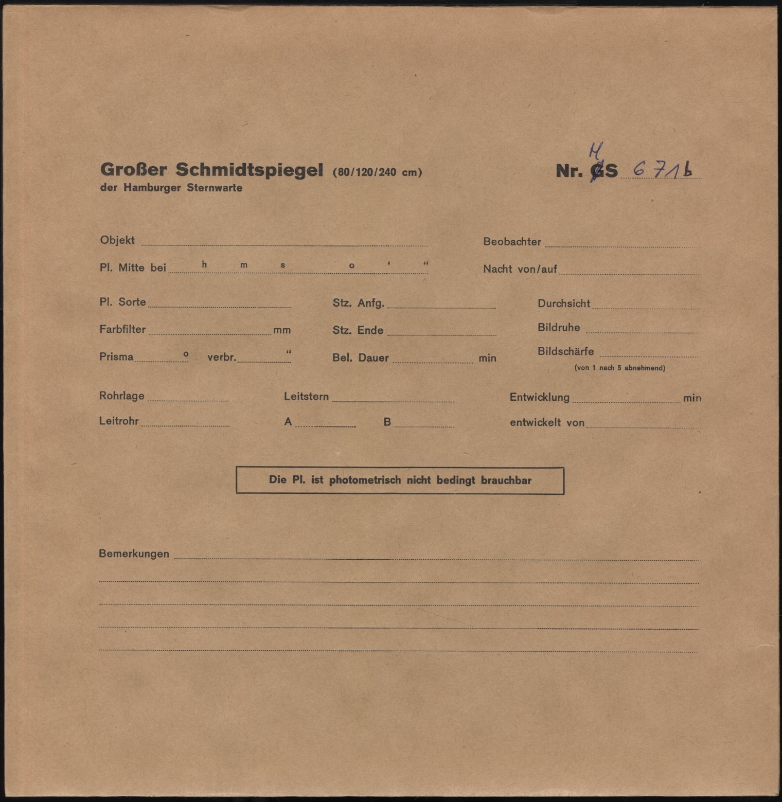 Plate envelope